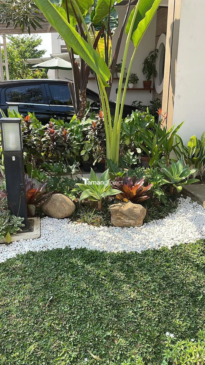 taman minimalis, taman tropis